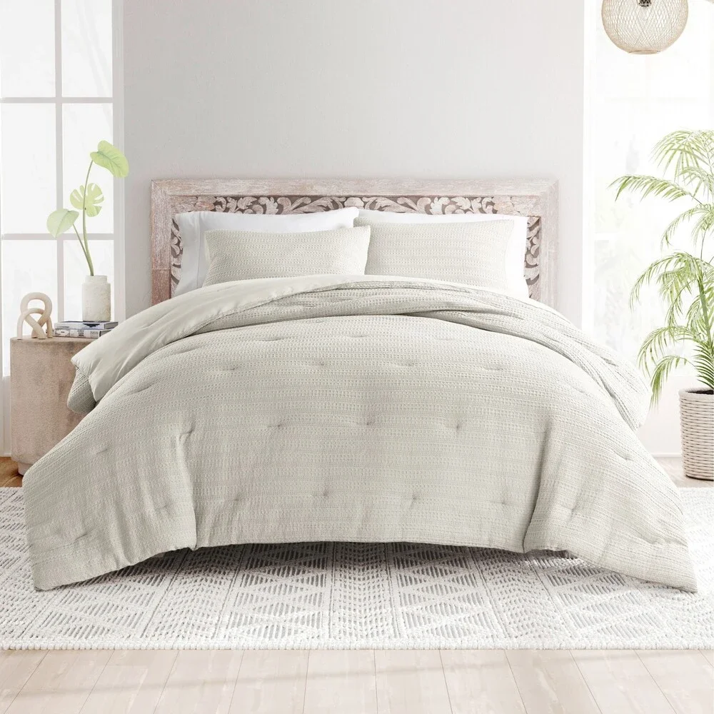 Ienjoy Home All Season Down-Alternative Waffle Textured Comforter Set 2-Pc BED36